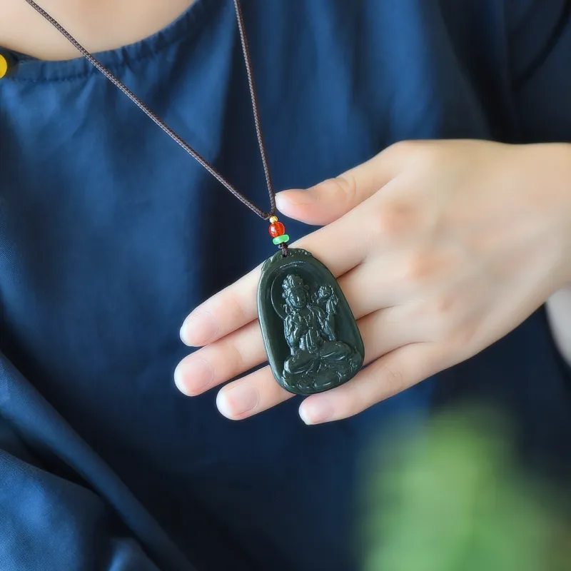 Jing Ruyu Necklaces Green Jade Unisex-6