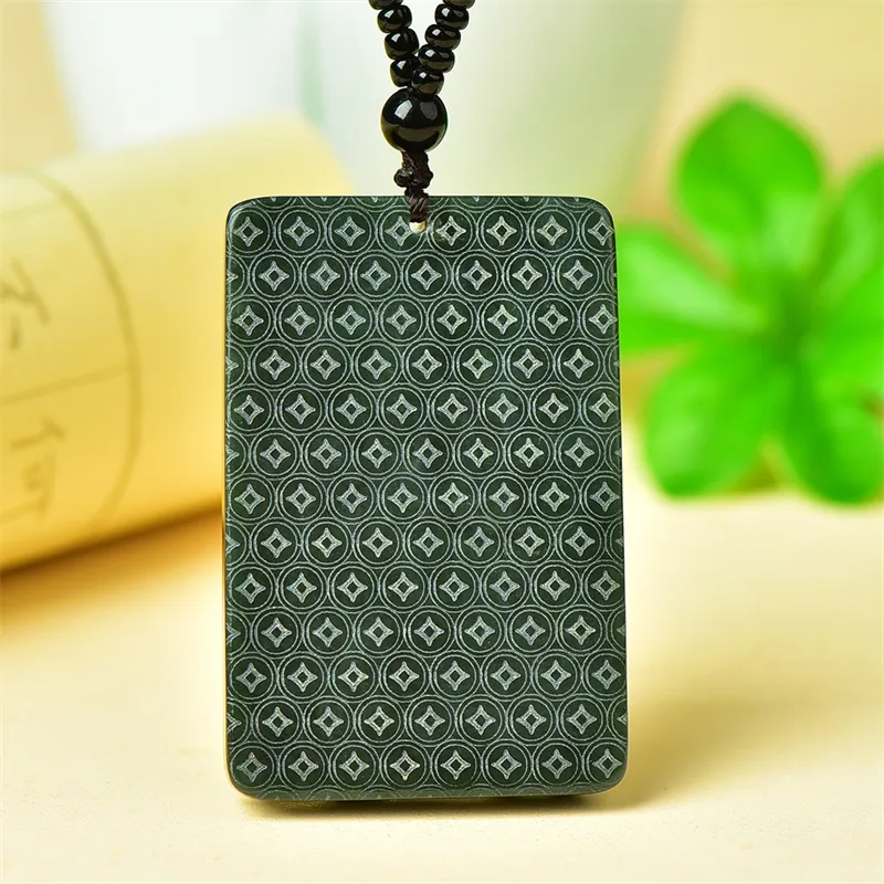 Jing Ruyu Hetian Jade Necklace With Jade Pendant Green Jade Unisex-6