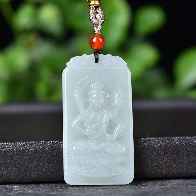 Jing Ruyu Hetian Jade Necklaces Pale Greenish White Jade Unisex-3