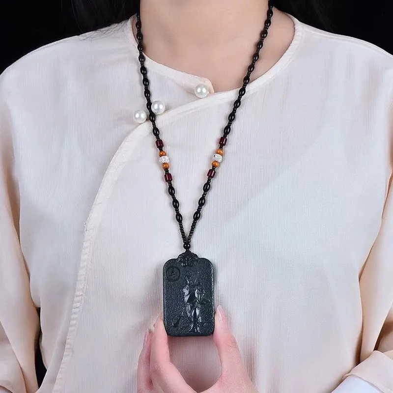 Jing Ruyu Hetian Jade Necklaces Green Jade Unisex-5