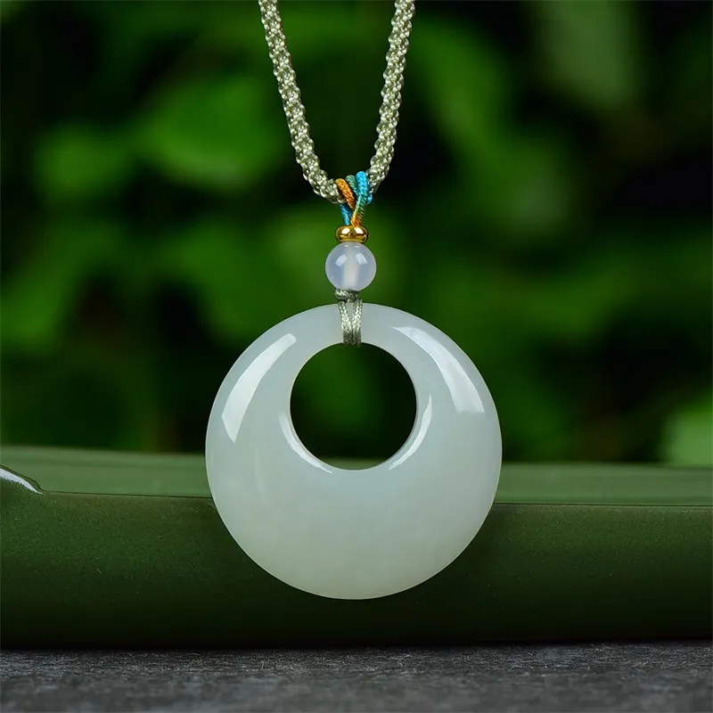 Jing Ruyu Hetian Jade Necklaces Pale Greenish White Jade Unisex-1