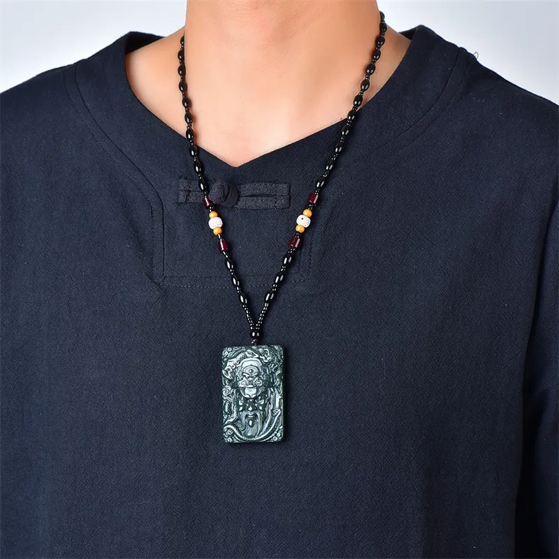 Jing Ruyu Hetian Jade Necklace Jade Pendant Green Jade Unisex-1