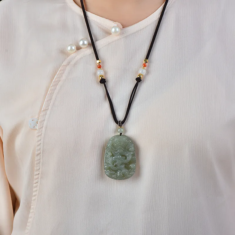 Jing Ruyu Necklaces Pale Greenish White Jade Unisex-6