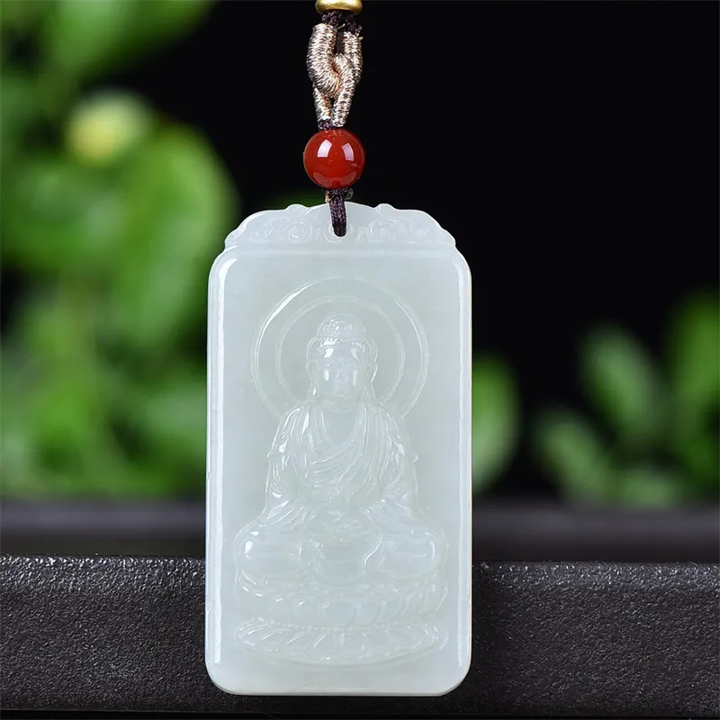 Jing Ruyu Hetian Jade Necklaces Pale Greenish White Jade Unisex-16