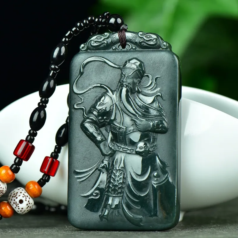 Jing Ruyu Hetian Jade Necklace Jade Pendant Green Jade Unisex-2