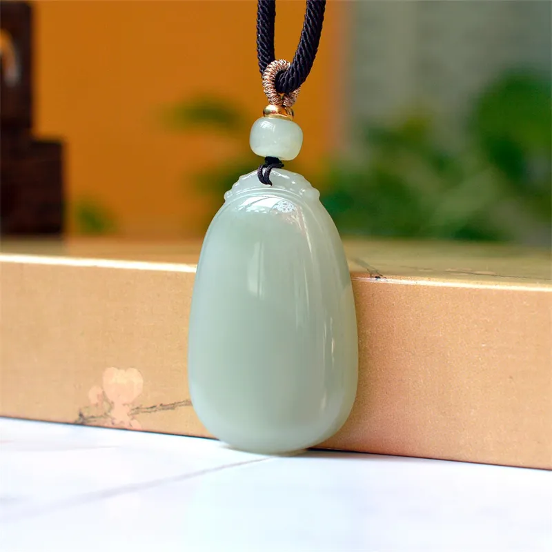 Jing Ruyu Hetian Jade Necklaces Pale Greenish White Jade Unisex-2