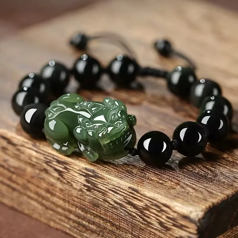 Jing Ruyu Hetian Jade Bracelets Green Jade Unisex-2