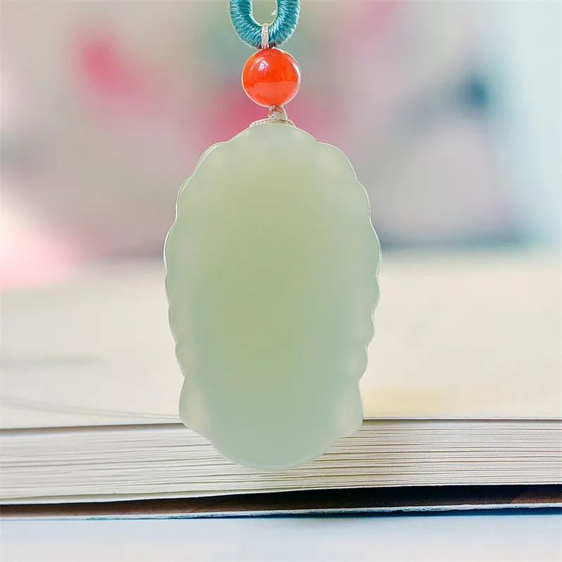 Jing Ruyu Hetian Jade Necklaces Pale Greenish White Jade Unisex-5