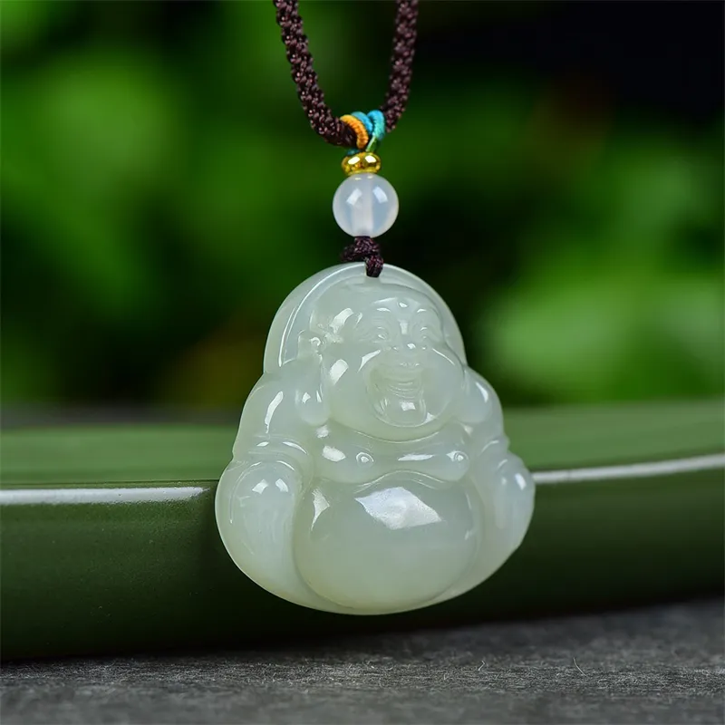 Jing Ruyu Hetian Jade Necklaces Pale Greenish White Jade Unisex-3