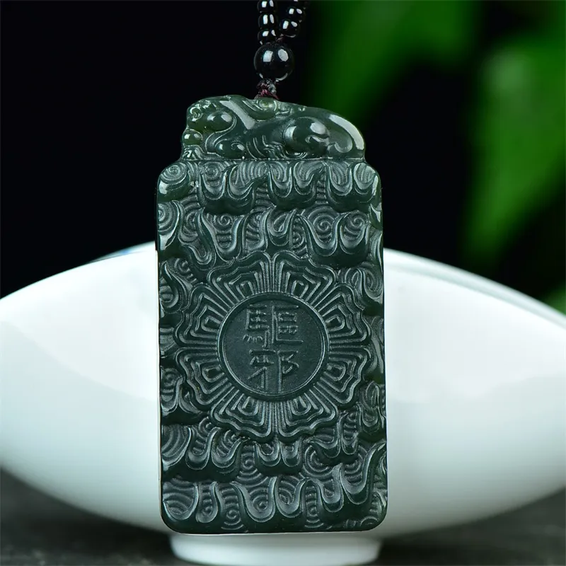 Jing Ruyu Hetian Jade Necklaces Green Jade Unisex-5