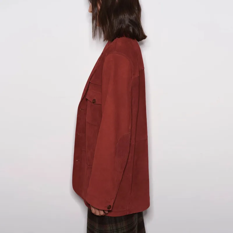 FIRELADY FUR Leather Jacket Women's Red Velour-2