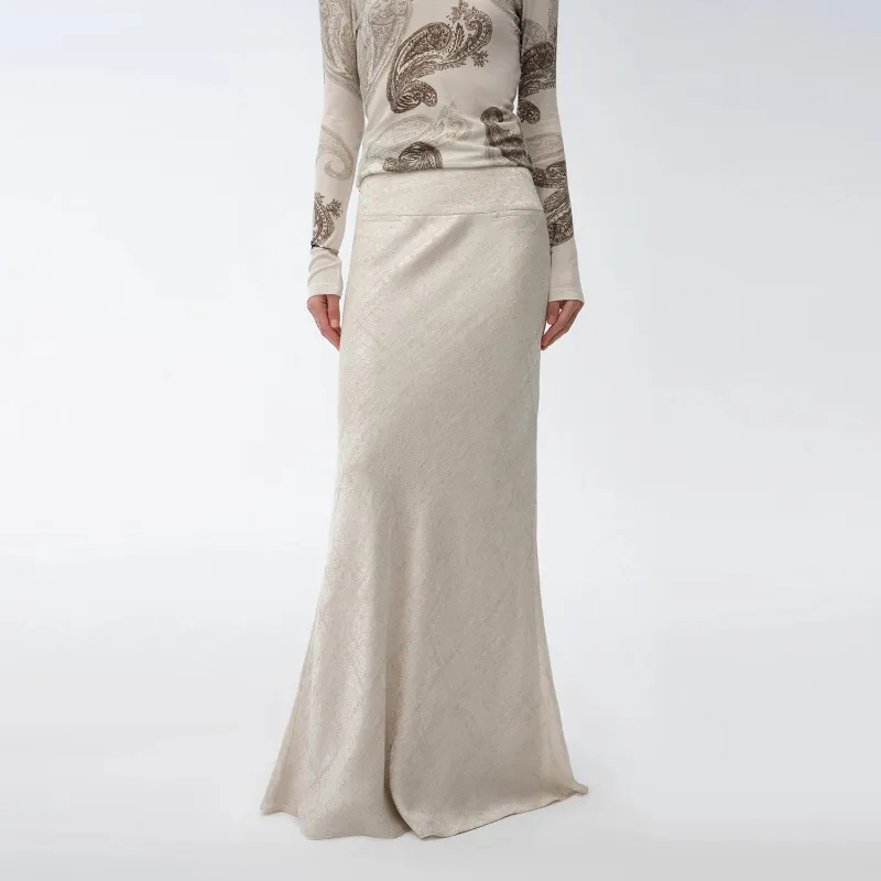 FIRELADY FUR Casual Long Skirts Women's Hemp Apricot-4