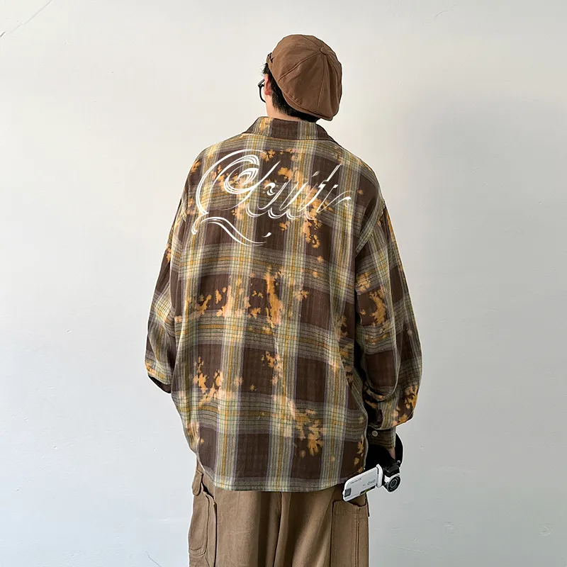JCUI Shirt Unisex Thick Coffee Plaid-4