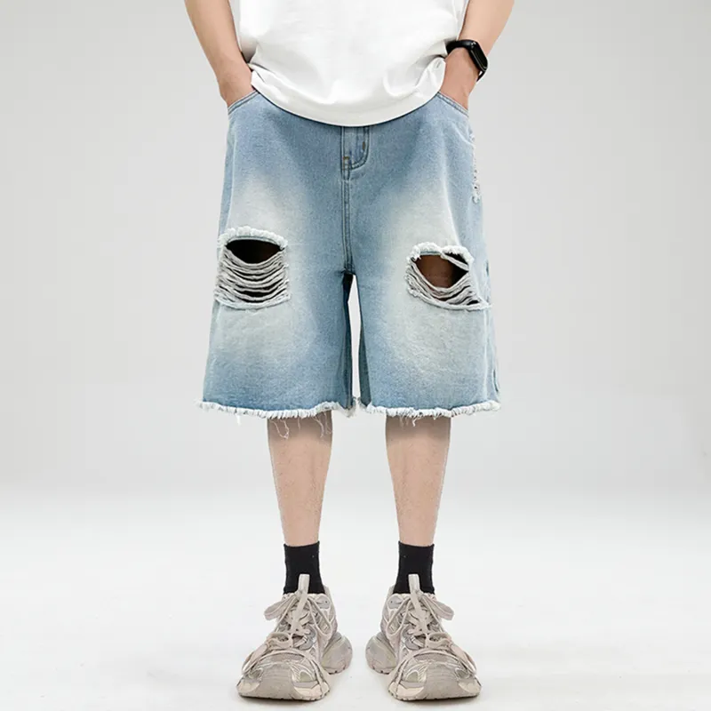 JCUI Denim Shorts Unisex Light Blue-4