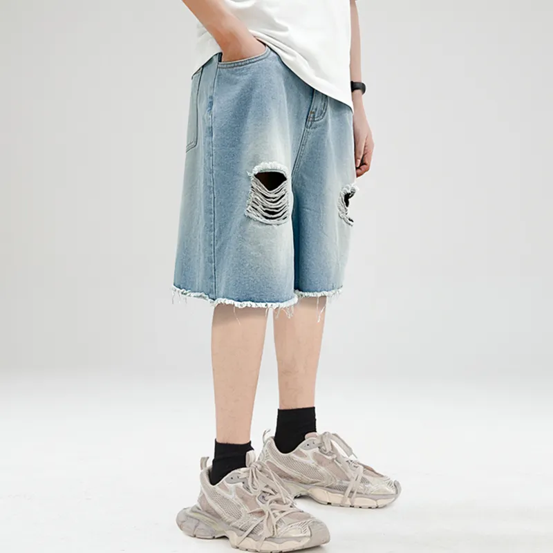 JCUI Denim Shorts Unisex Light Blue-3