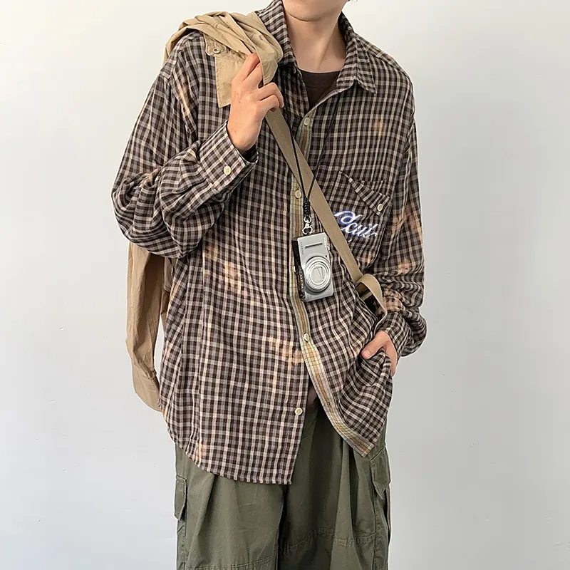 JCUI Shirt Unisex Thick Coffee Plaid-9
