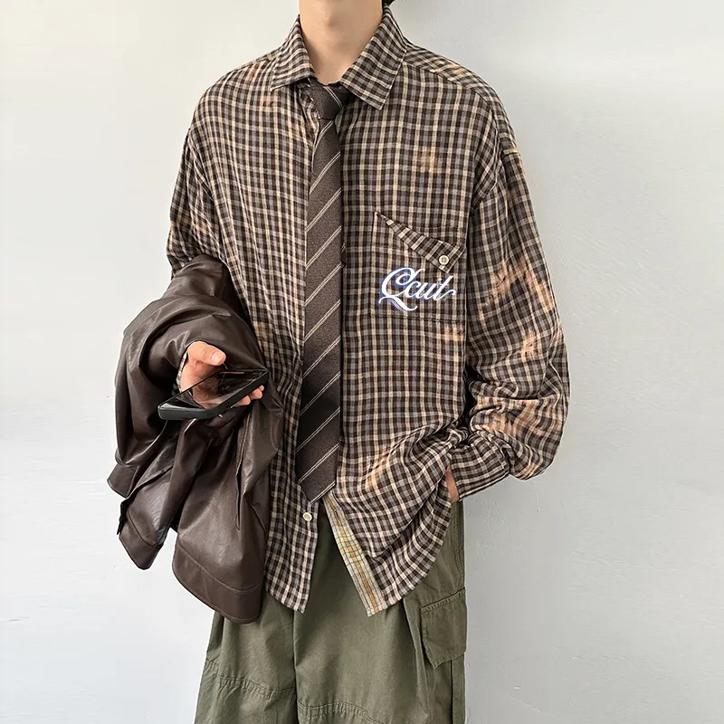 JCUI Shirt Unisex Thick Coffee Plaid-7