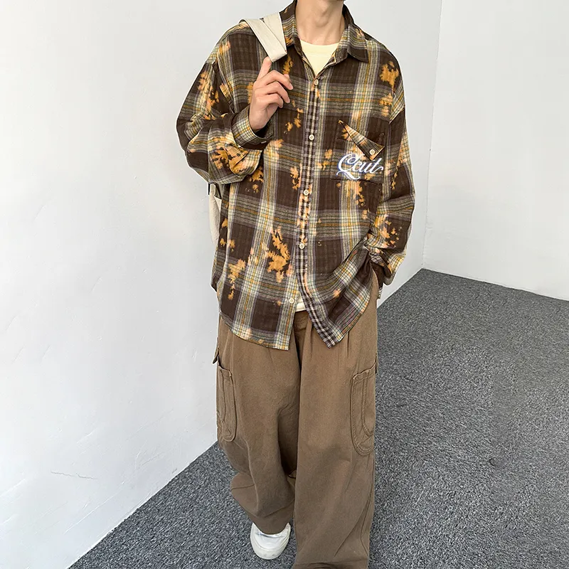 JCUI Shirt Unisex Thick Coffee Plaid-3