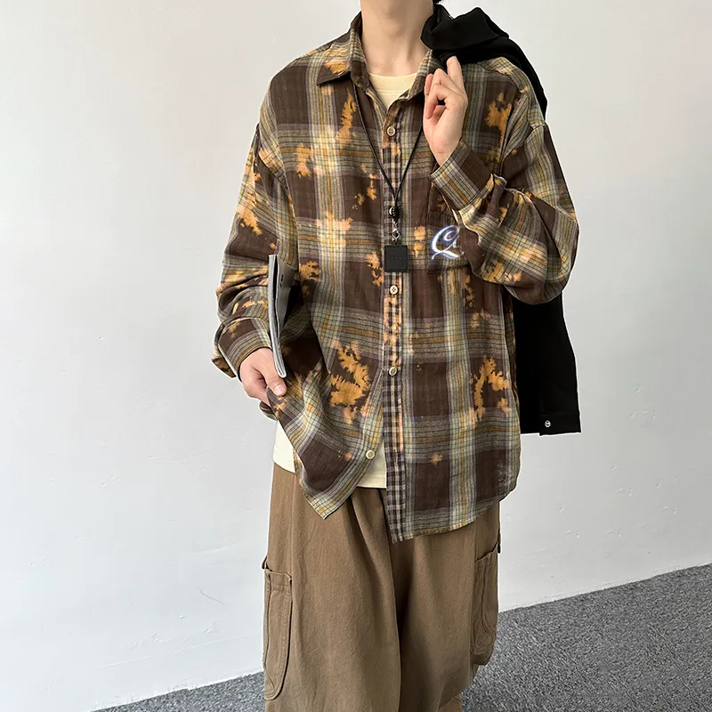 JCUI Shirt Unisex Thick Coffee Plaid-2