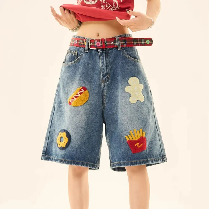 REXSHION Denim Shorts Unisex Dark Blue-2