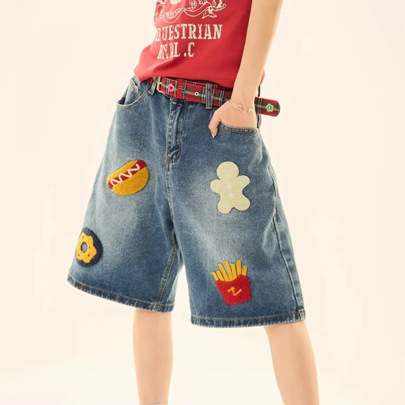 REXSHION Denim Shorts Unisex Dark Blue-5
