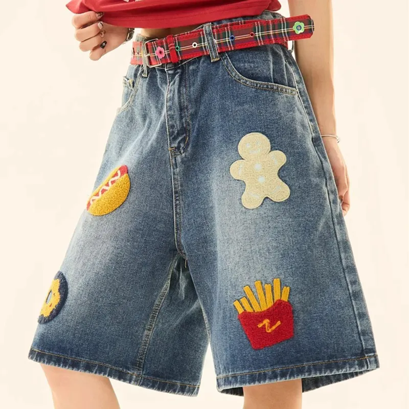 REXSHION Denim Shorts Unisex Dark Blue-4