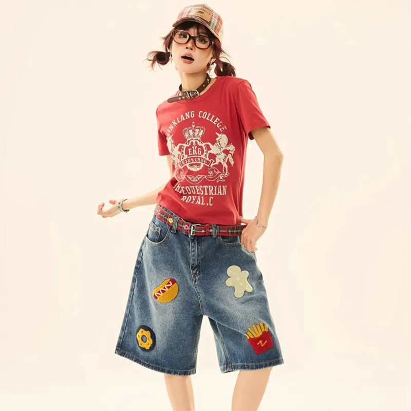 REXSHION Denim Shorts Unisex Dark Blue-1