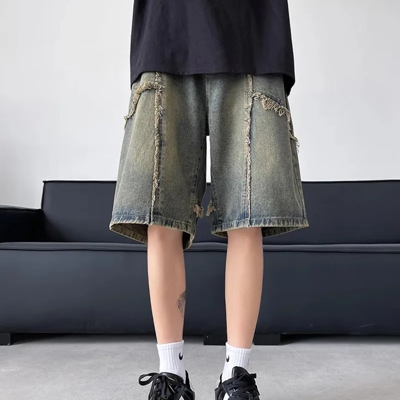 REXSHION Denim Shorts Unisex Vintage Blue-1