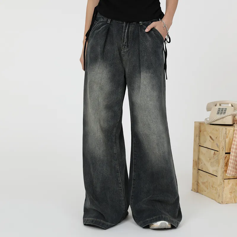 QISENYAR Jeans Unisex Wasteland Blue-2