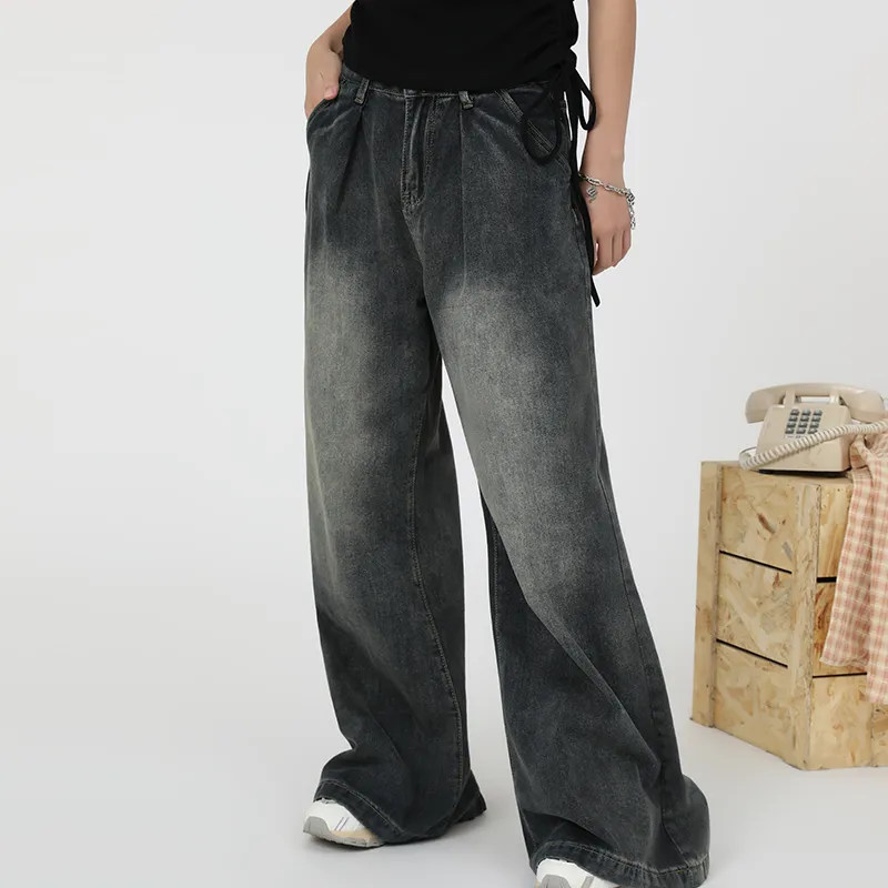 QISENYAR Jeans Unisex Wasteland Blue-5