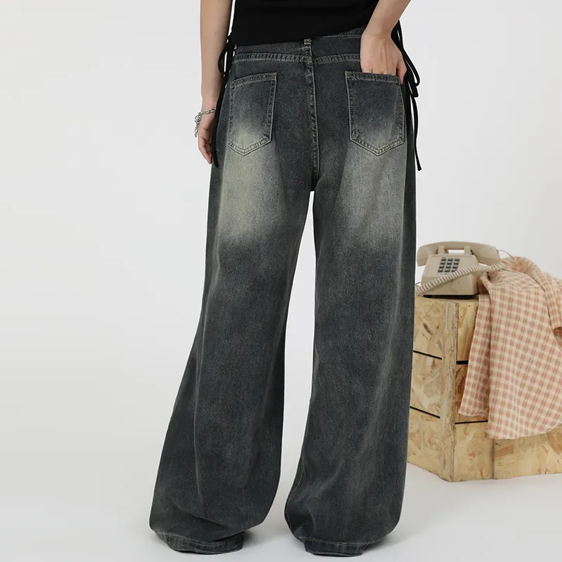 QISENYAR Jeans Unisex Wasteland Blue-6