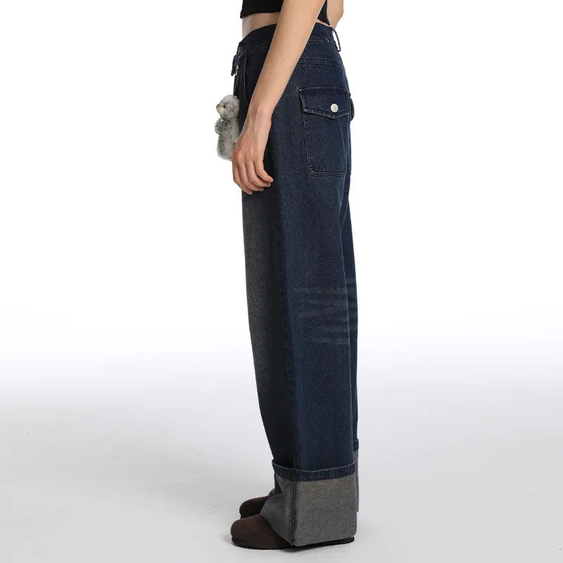 QISENYAR Jeans Unisex Blue-5