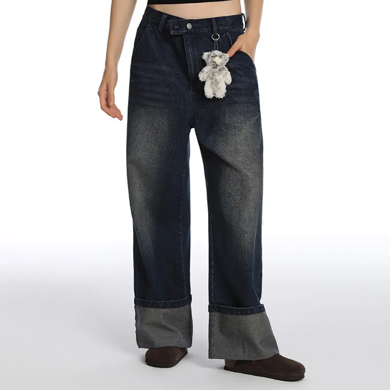 QISENYAR Jeans Unisex Blue-4