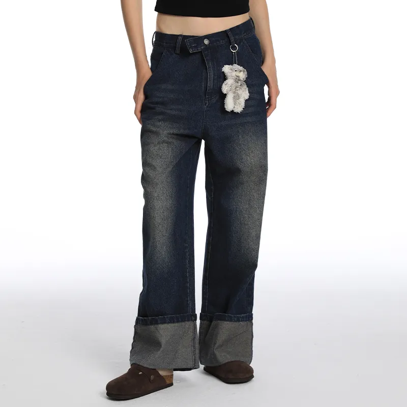 QISENYAR Jeans Unisex Blue-3