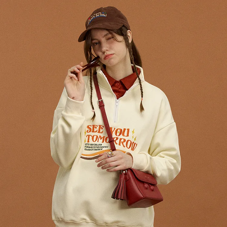 VANWALK PU Shoulder Bag Small Size Women's Caramel Brown/Cherry Red/Vanilla White-11