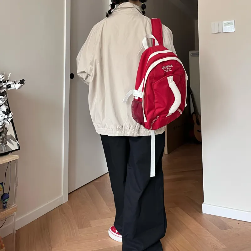 VANWALK Polyester Backpack Tubas Unisex Vintage White/Baseball Red/Vintage Green-12