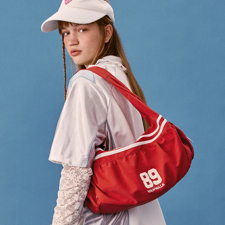 VANWALK Nylon Cloud Bag, Shoulder Bag Tubas Women's Black/White/Red-18