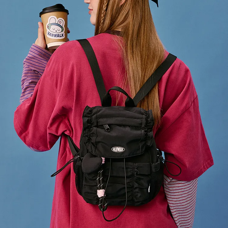 VANWALK Nylon Backpack Tubas Women's Black/White-4