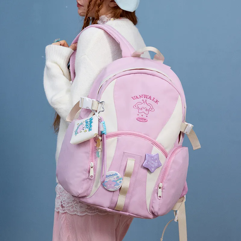 VANWALK Polyester Backpack Large Size Women's Galaxy Blue/Dreamy Star/Angel Pink-10
