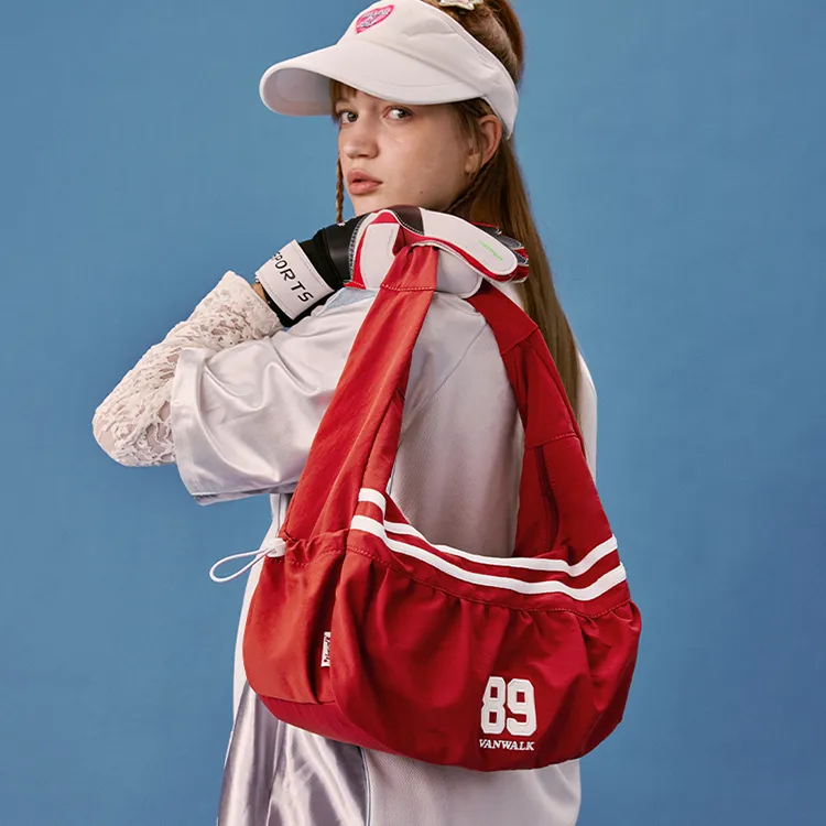 VANWALK Nylon Cloud Bag, Shoulder Bag Tubas Women's Black/White/Red-19