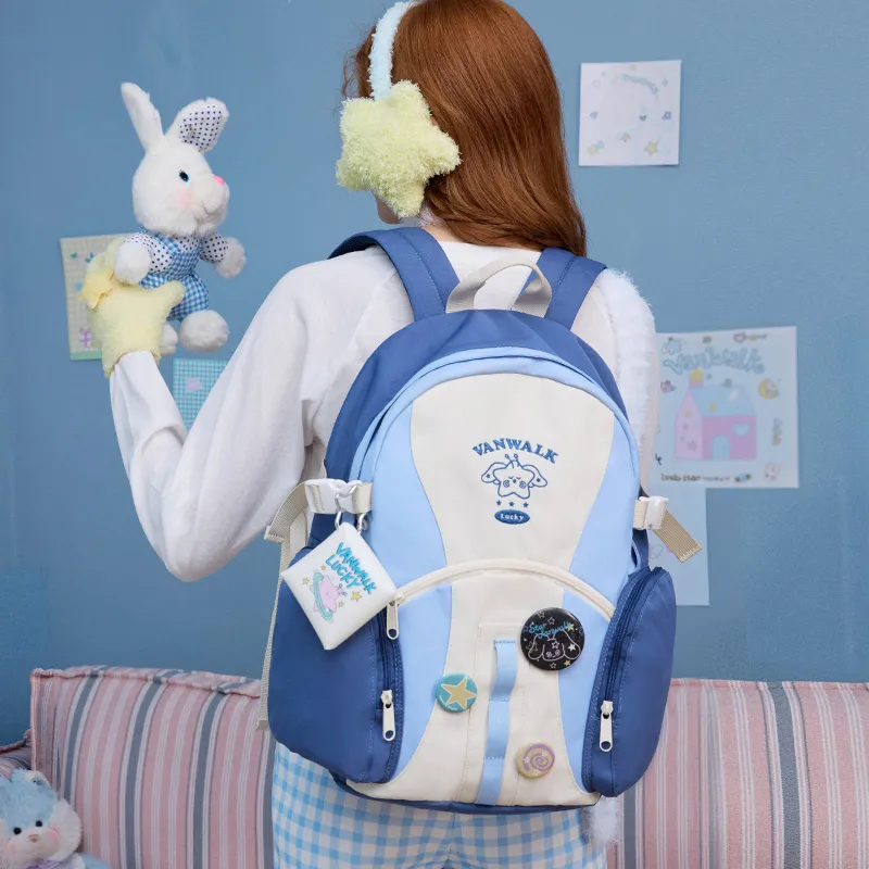 VANWALK Polyester Backpack Large Size Women's Galaxy Blue/Dreamy Star/Angel Pink-3