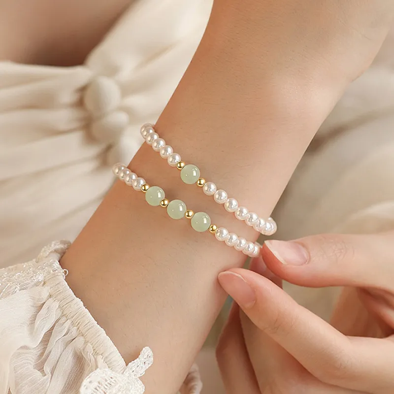 LUXLINE Bracelets Pale Greenish White Jade Women's-1