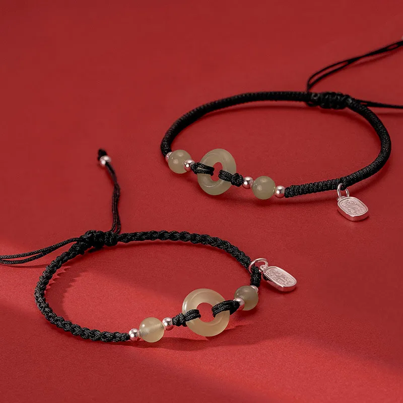 LUXLINE Bracelets Pale Greenish White Jade Unisex-1