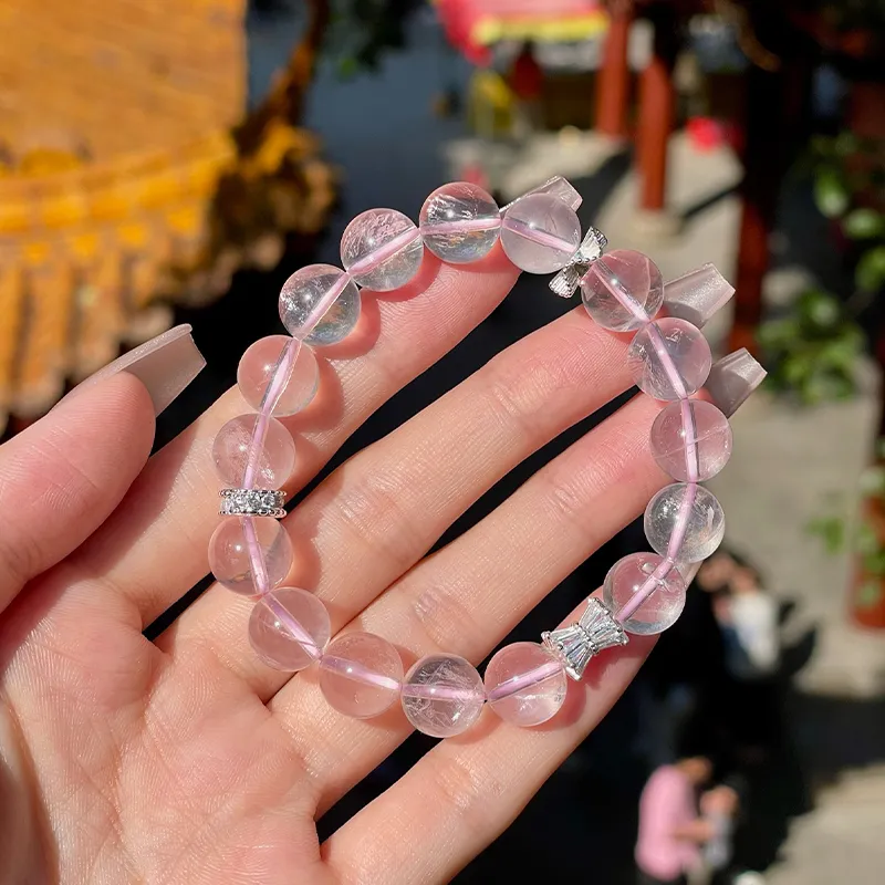 LUXLINE Natural Pink Crystal Jade Bracelets Women's-7
