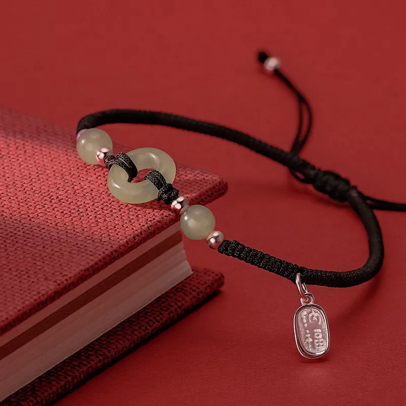 LUXLINE Bracelets Pale Greenish White Jade Unisex-11