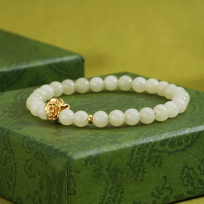 LUXLINE Hetian Jade Bracelets Pale Greenish White Jade Women's-2