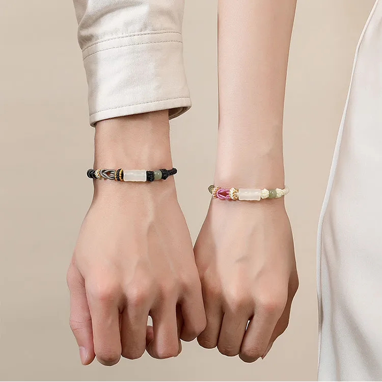 LUXLINE Natural Chalcedony Jade Bracelets Unisex-11