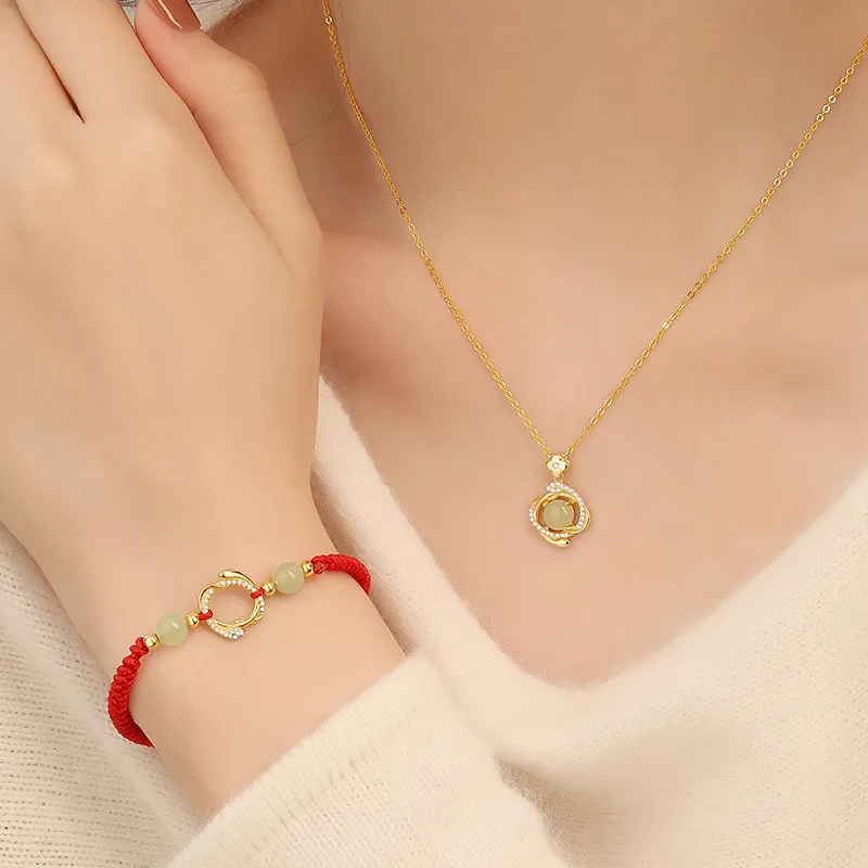 LUXLINE Bracelets Pale Greenish White Jade Unisex-1