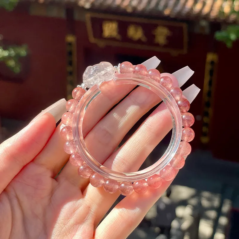 LUXLINE Natural Strawberry Quartz Bracelets Women's-5