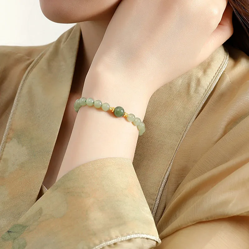 LUXLINE Bracelets Pale Greenish White Jade Women's-2